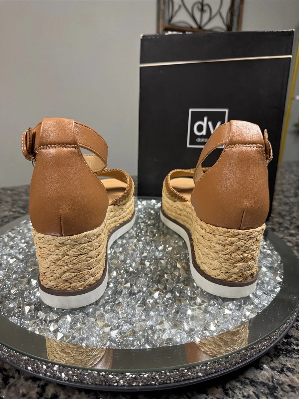 Dolce Vita odel Tan cafe Braided Platform espadrille Ankle-Strap Sandals NEW 8.5